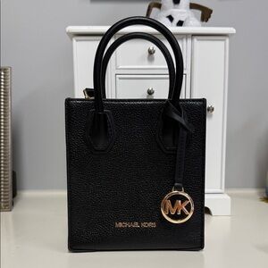 Michael Kors Black Mini Tote with Gold Logo